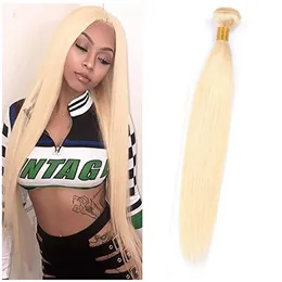 Brazilian Virgin Hair One Bundle Double Wefts 613# Blonde Color Silky Straight Light Color 1Piece Hair Extensions231q