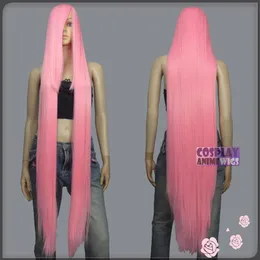 130 cm rosa claro Hi Temp Series 55 cm extra longo Bang Cosplay perucas 99 LLP219B