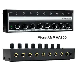 Hörlurar hörlurar HA800 hörlurarförstärkare ljudförstärkare ultracompakt 8 kanaler mini stereo mikrofonförstärkare med kraftadapter 230719