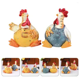 Garden Decorations 2 Pcs Couple Chicken Ornaments Couples Ornament Hen Figurine Set Table Decor Resin Easter Chick Lovers