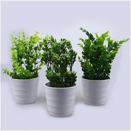 Dekoratif Çiçek Çelenkleri 1pc Yapay Okaliptüs Bitkisi Bonsai Plastik Ağaç Pot Sahte Yapraklar Saksı Süsleme Ev Dekorasyonu Dhulr