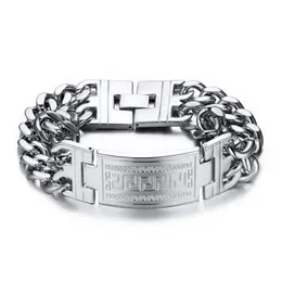 Bracciale da uomo con chiave identificativa della Grecia per uomo Bracciale da uomo in acciaio inossidabile con doppia catena Cuba Bileklik Gioielli Hiphop Bold e Chun275Q