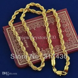 Whole - ed Splendid 14k Real Yellow Gold Filled Necklace Rope link Chain GF Jewelry Mens or womens 60cm 4mm widt309Q