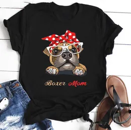 2020 Damen-T-Shirt mit Aufdruck „Dog Mom Dog“ und Rundhalsausschnitt, kurzärmelig