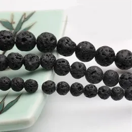 4 6 8 10 12 mm Black Volcanic Stone Synthetic Lava Stone Round Beads Dyed For Jewelry Making DIY Bracelet&Necklace277d