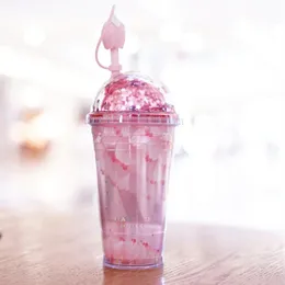 Original Starbucks Sakura knospende rosa Strohkaffeetasse Kirschblüten-Kaltwasserbecher aus Kunststoff für den Sport im Freien. Begleitbecher223q