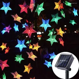 Strings LED Solar Light Outdood Waterproof Waterproof Star Fairy Decoration Wedding Garlands Kolorowe światła Święta Bożego Narodzenia