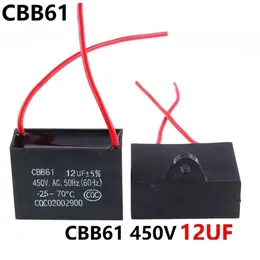 CBB61 450VAC 12UF مروحة بدء مكثف طول الرصاص 10 سم مع line 2378