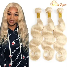 Gaga reine brésilienne blonde cheveux armure faisceaux 613 couleur brésilienne vague de corps extensions de cheveux humains 3 faisceaux blonde hair263t