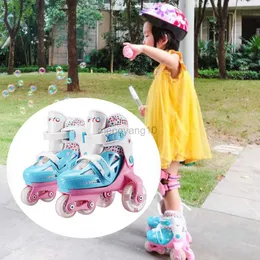 Inline Roller Skates Kids Flashing Roller Skating Children Boys Girls Beginner Adjustable 4 Wheels Inline Skates Shoes With Helmet Knee Elbow Pad Set HKD230720