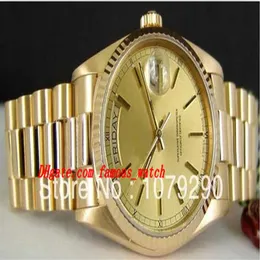 Top Quality Luxury Watches 118238 18238 Yellow Dial Stainless Steel Bracelet 36mm Automatic Mens Men's Watch Watches221j