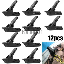 Rock Protection 12pcs Tent Pull Point Clip Hook Outdoor Camping Hook Buckle Windproof Rope Clamp Clothes Clips Clothespin Tent Accessories x0719
