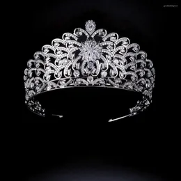 Designer de grampos de cabelo elegante zircônia cúbica tiara flor de cristal rainha coroa noiva acessórios de casamento para festa de formatura de concurso de aniversário