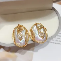 Stud Zhboruini Doğal Tatlı Su Barok İnci Küpe 14K Altın Kaplama S925 STERLING Gümüş Kadın Mücevherleri 230719