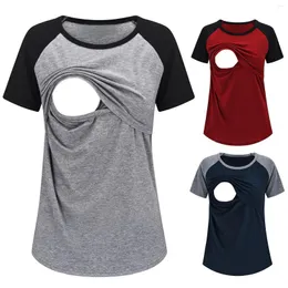 Kvinnors T -skjortor Kvinnor 2023 Maternity Casual Short Sleeve Round Neck Nursing Tops Shirt för ammande Löst tee Comfy High Quality