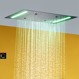 Rain and Atomizing Badrumduschhuvud 100V-240V växelström LED-pekskärmskontroll Bad Top Shower Mixer Faucet Set2215