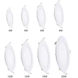 Dimmable Ultra Thin LED 천장 조명 3W 4W 6W 9W 12W 15W 18W 오목한 그리드 다운 라이트 슬림 둥근 정사각형 패널 라이트 286m