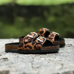 Pantofole 2023 Unisex Parental Cork EUR 30-43 Leopard Women Shoes Bling Kids Flat Slides Uomo Beach Flip Flop 5 colori