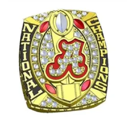 Anéis inteiros inteiros 2015 Alabama Crimson Tide National Custom Sports Championship Ring com caixas de luxo anéis de campeonato 253A
