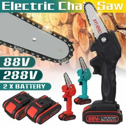 1080W 4 tum 88vf Mini Electric Chain Saw med 2pc batteriträ.