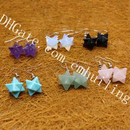 10 Pairs Natural Semi Precious Stone Healing Crystal Chakra Merkaba Star Earrings for Women Sacred Geometry Star Tetrahedron Jewis2742