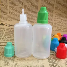 Botella de aguja Frasco cuentagotas de plástico de 50 ml con tapas a prueba de NIÑOS Consejos LDPE PE Botellas de 50 ml Inock