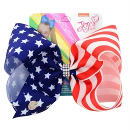12pcsロット7月4日アメリカ旗Jojo Swia Hair Bow Cheer Bow Stars and Stripes Chip Elastic Band Girl HairACCE264T