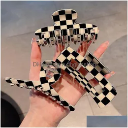 Hair Clips Barrettes Fashion Black And White Plaid Claws Geometric Clamp Grab Styling Hairs For Women Girls Hairpin Accessories Dr Dhfkx