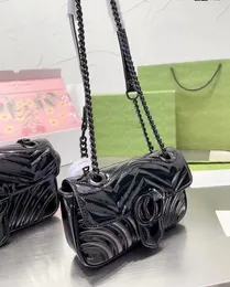 5A Quality designer bag Womans tote bag wallet Handbags 26cm Women black Chain Strap Shoulder Cross body Bags Female Glossy skin Messenger Bag Purse Leather