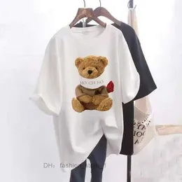 Летние дизайнерские женские женские рубашки итальянские бренды роскошных брендов Tees медведь штамп с хлопковой круглой шеей для открытого отдыха.