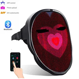 Bluetooth LED Mask Masquerade Toys App Control RGB Light Up Programmerbar DIY Picture Animation Text Halloween Christmas Carnival C3375