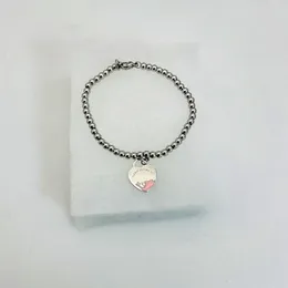 15 mm Blue Heart Bracelets Women 4 mm z koralikami pasme łańcuchy ze stali nierdzewnej para biżuterii Prezenty dla kobiety akcesoria hurtowe