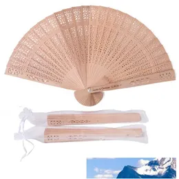 Spersonalizowane drewniane fan ręki Favours and Gifts for Guest Sandalwood Hand Fan Dekoracja ślubna składanie fanów 285F