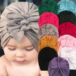 18*17 cm härlig bowknot Nyfödd elastisk indisk hatt bekväm varma baby flickor mössa mössor spädbarn turban 11 färger