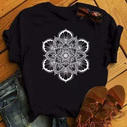 Wal Mart Spring and Summer Maycaur New Mandala Flower Print Fashionable T-Shirt Women