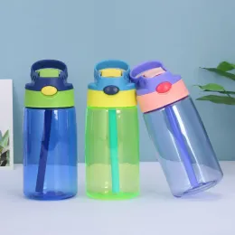 5 Color 16oz Plastic Kids Water Bottles with Duck Billed Straw Mouth 500ml Leakproof Student Bottles PP Portable Child Sport Kettle 780 LL