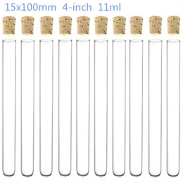Plastic Test Tube With Cork Stopper 4-inch 15x100mm 11ml Clear Food Grade Cork Approved Pack 100 All Size Available In Our St213p