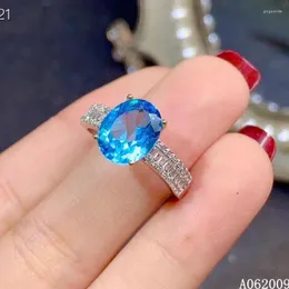 Cluster Rings KJJEAXCMY Fine Jewelry 925 Sterling Silver Inlaid Natural Blue Topaz Ring Classic Girl's Support Test
