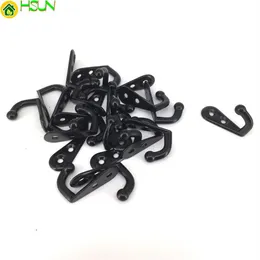 30PCS Preto Metal pequenos ganchos Decorativos ganchos de armário de parede Cabide de porta para roupas chapéu Chave Bolsa com Parafusos269o