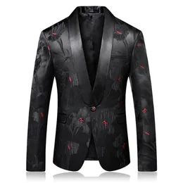 블랙 레드 블레이저 슬림 한 마스쿨 리노 아비티 우오모 2018 웨딩 댄스 파티 블레이저를위한 세련된 양복 재킷 chaquetas hombre de vestir 4xl3008