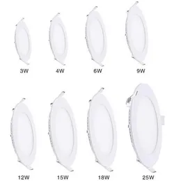 Luminária de teto LED ultrafina regulável 3W 4W 6W 9W 12W 15W 18W Luz embutida embutida em grade fina Painel quadrado redondo Light250R