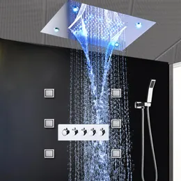 Luxuriöse Regenduschsysteme, verdeckter LED-Duschkopf, Massage-Wasserfall-Wasserhähne, 4-Zoll-Körpersprühdüsen für Badezimmer-Duschset270e