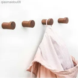 4Pcs Natural Wooden Wall Hooks Punch-Free No Drilling Coat Hanger Hat Towel Rack Dropship L230704