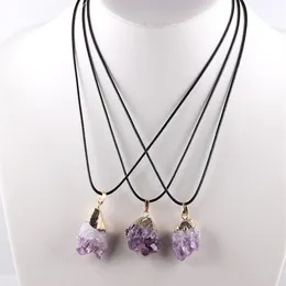 Colar de Ametistas Naturais Irregulares Único Curativo Corda Preta Quartzo Roxo Gargantilha Semipreciosa Chakra Reiki Jóias Brutas 347P