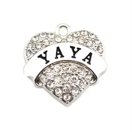 Heart Shape Sparkling Crystals Rhinestone YAYA Written Charm Pendant Good Birthday Gift Zinc Alloy Provide Drop279R