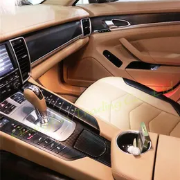 Painel de controle central interno maçaneta da porta 3d 5d fibra de carbono adesivos decalques estilo do carro capa peças produtos acessórios para por280r