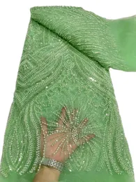 KY-2001 Nigerian Bride Ceile Tiulle French Lace Fabric z koralikami najnowszymi 5 jardami Ekwidyjskie kobiety Wesder Party Luksusowy styl designu Pink African 2023