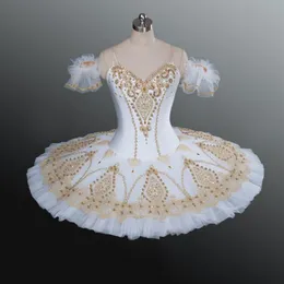 White Gold Fairy Doll Pancake Platter Performance Tutus Women Classical Ballet Stage Costumes Adult Professional Ballet Tutu2626