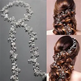 2019 Bridal Wedding Crystal Bride Hair Accessories Pearl Flower Headband Handmade Hairband Beads Decoration Hair Comb For Women251c