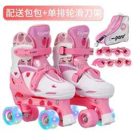 Patins Inline 2 em 1 Patins inline ajustáveis Quad Sliding Shoes 4 Rodas Double Row 2 Line Kids Gift Sports Training Tênis HKD230720
